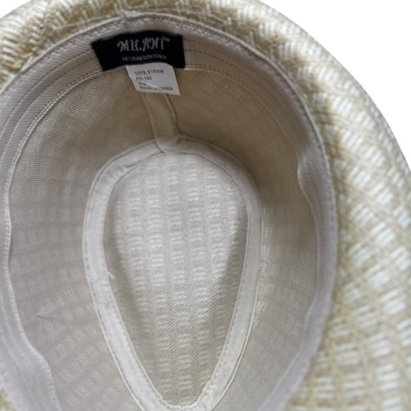 Milani 100% Straw Fedora Natural Hat Small Medium - Picture 12 of 14
